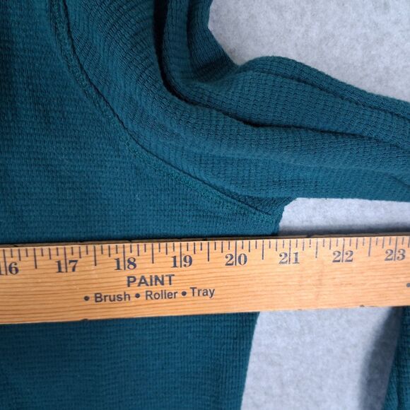 L.L. Bean Womens XL Waffle Knit Henley Top Shirt Green Layering Basic Stretch - Picture 9 of 10